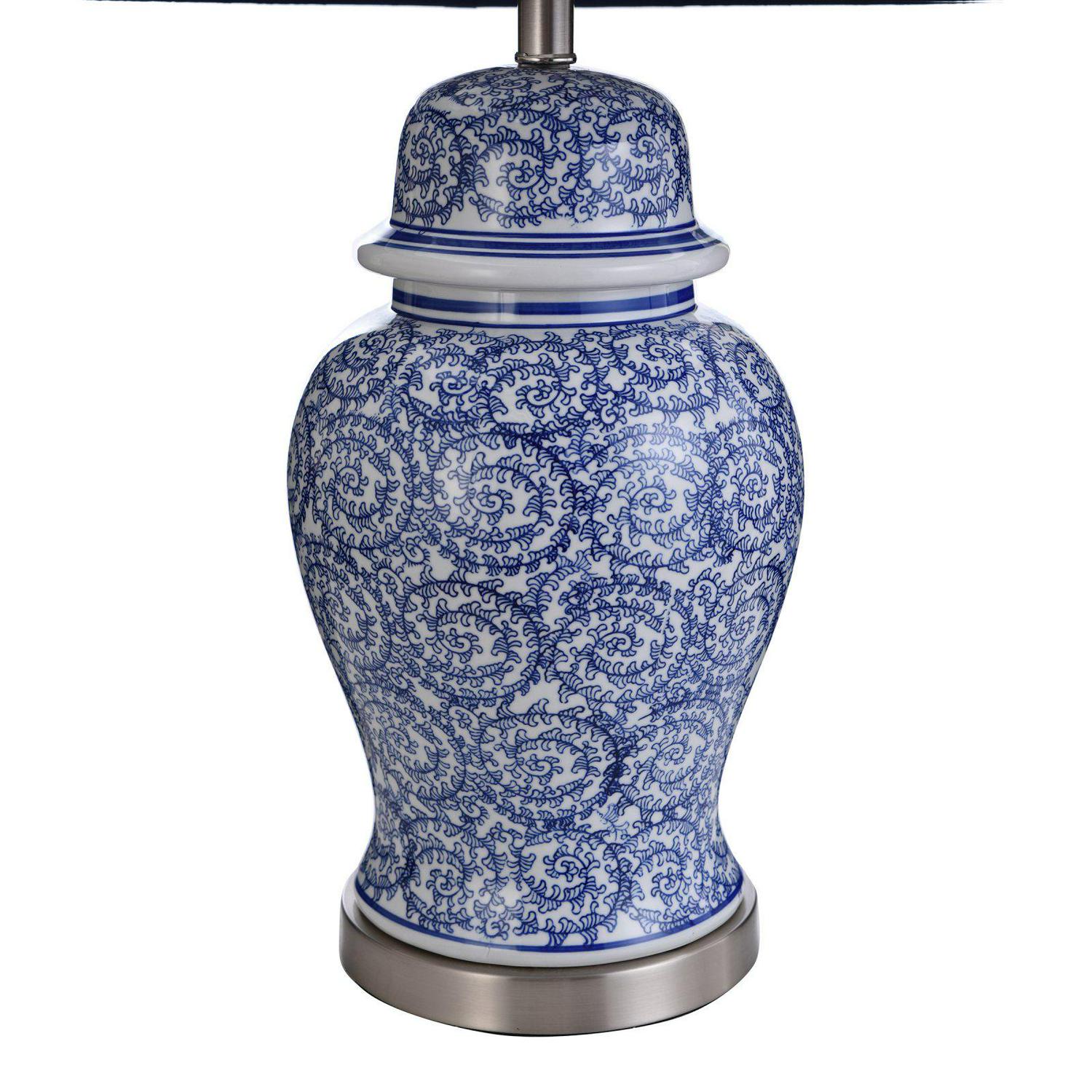 Table Lamp - Blue Ivy Finish - Blue Hardback Fabric Shade - Image 3