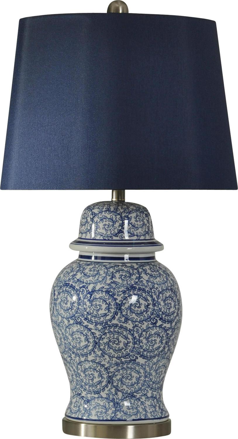Table Lamp - Blue Ivy Finish - Blue Hardback Fabric Shade