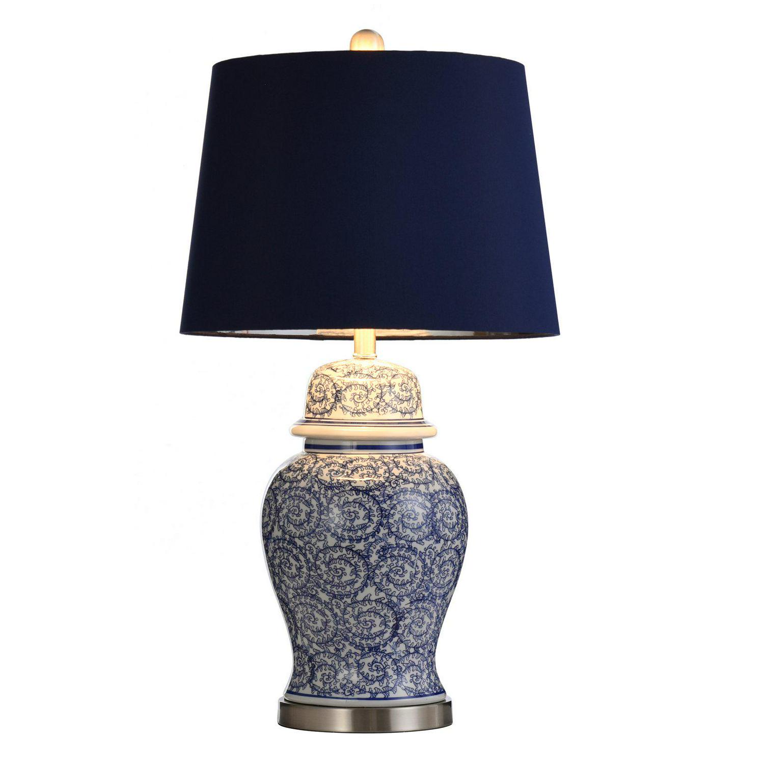 Table Lamp - Blue Ivy Finish - Blue Hardback Fabric Shade - Image 2