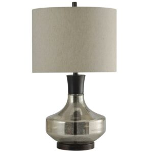 Table Lamp - Mercury Glass Finish - Taupe Hardback Fabric Shade