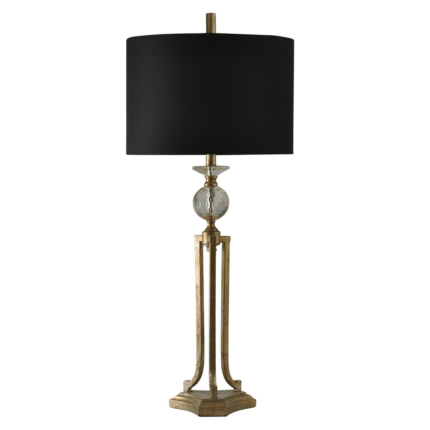 Table Lamp - Vintage Gold Finish - Black Hardback Fabric Shade - Image 2