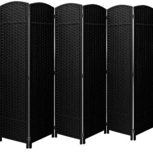 Room Divider Privacy Screen, 6 ft. Tall Extra Wide Foldable Panel Partition Wall Divider, Double Hinged Room and Folding Privacy Screens Black