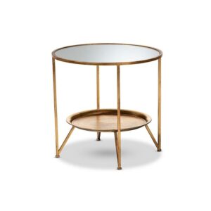 Tamsin Modern and Contemporary and Mirrored Glass Accent Table with Tray Shelf