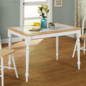 Tara Tile Top Table, White/Natural