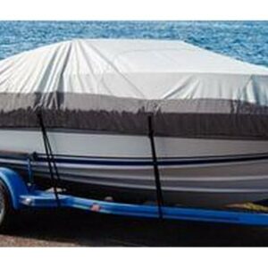 Taylor Heavy Duty Polyester 2-Tone Color Fabric BoatGuard Eclipse Boat Cover with Storage Bag, Tie-Down Straps and Support Pole, Fits 21' to 23' Cuddy Cabin, Up to 102" Beam