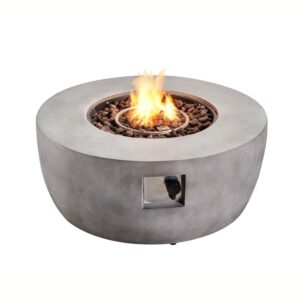 Teamson Home Outdoor 36" Faux Concrete Round Propane Gas Fire Pit