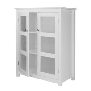 Teamson Home Conner Freestanding Two-Door Floor Storage Accent Cabinet with 2 Adjustable Shelves, White
