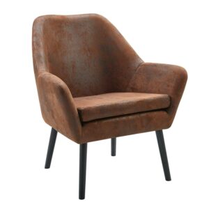Teamson Home Divano Armchair with Aged Fabric, Brown