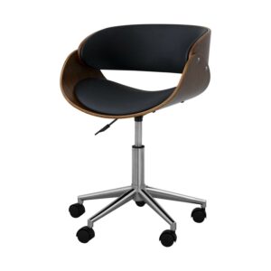 Teamson Home Curved Seat | Swivel Home Office Chair Black/Brown Valeria VNF-00098