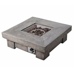 Teamson Home Outdoor 35.04" Square Faux Wood Gas Fire Pit