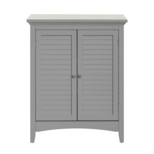 Teamson Home Glancy Wooden Floor Cabinet with Shutter Doors and Adjustable Shelves, Gray