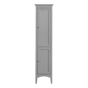 Teamson Home Glancy Wooden Linen Tower Cabinet with Storage, Gray
