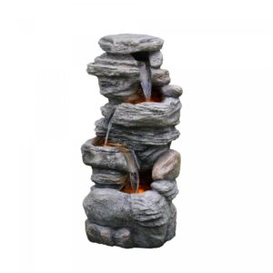Teamson Home 39.37" LED Faux Stone Water Fountain, Gray