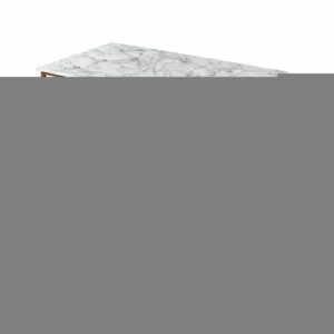 Teamson Home Marmo Breakfast Table Dining Set with Faux Marble Top, Brass Finish