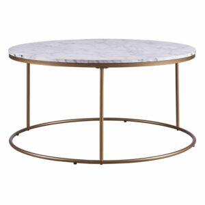 Teamson Home Marmo Modern Marble-Look Round Coffee Table