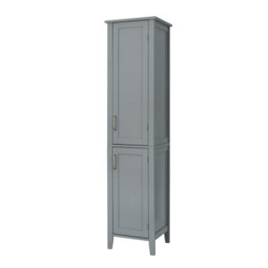 Teamson Home Wooden Bathroom Cabinet Floor Linen Tower Grey EHF-F0017