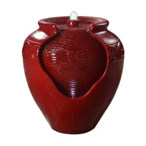 Teamson Home 16.93" Outdoor Glazed Pot Water Fountain