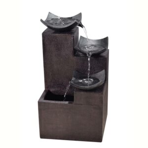 Teamson Home Outdoor Modern Stone-Look 4-Tier Floor Fountain, Brown
