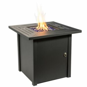 Teamson Home Outdoor Square 30 In. Propane Gas Fire Pit with Steel Base, Espresso