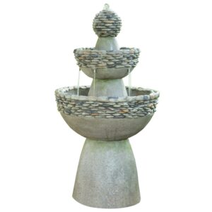 Teamson Home 3-Tier Zen Pedestal Outdoor Water Fountain with Pump