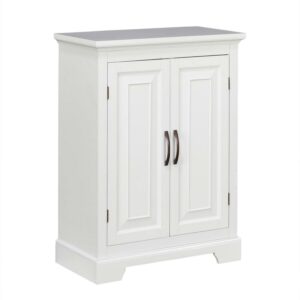 Teamson Home St. James Freestanding Two-Door Floor Accent Cabinet, White with Brushed Bronze handles
