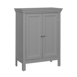 Teamson Home Stratford Contemporary Wooden Floor Storage Accent Cabinet with Two Doors & Three Shelves, Gray