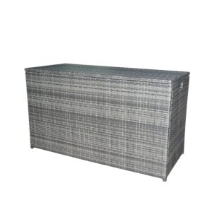 Teamson Home Outdoor 154 Gallon PE Rattan Deck Box, Gray