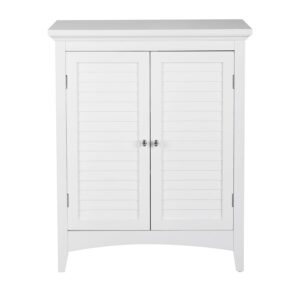 Teamson Home Glancy Freestanding Two-Door Floor Accent Cabinet with Faux Louvered Doors, White
