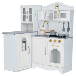 Teamson Kids Little Chef Upper East Retro Play Modular Kitchen with Light and Sound Effects, Ice Maker, Oven, Microwave & 8-Piece Accessory Set