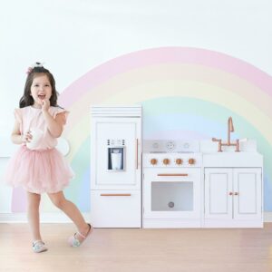 Teamson Kids Little Chef Paris Modern Play Kitchen, White/Rose Gold, For Child
