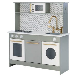 Little Chef Berlin Modern Wooden Play Kitchen, Gray/White