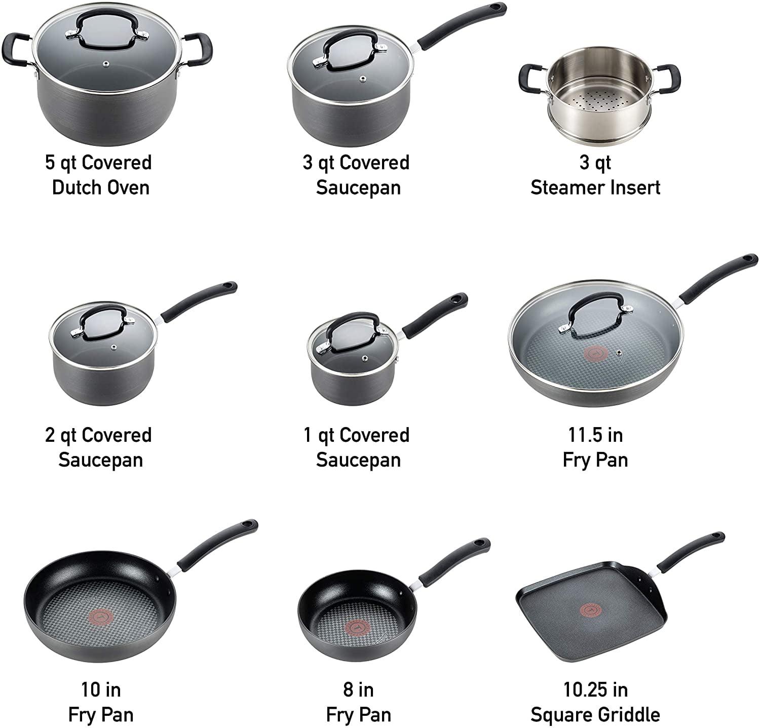 T-fal Ultimate Hard Anodized Non-Stick 14 Piece Cookware Set, Black - Image 2