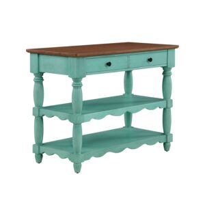The Pioneer Woman Callie Kitchen Island made with Solid Wood Frame, Teal Finish