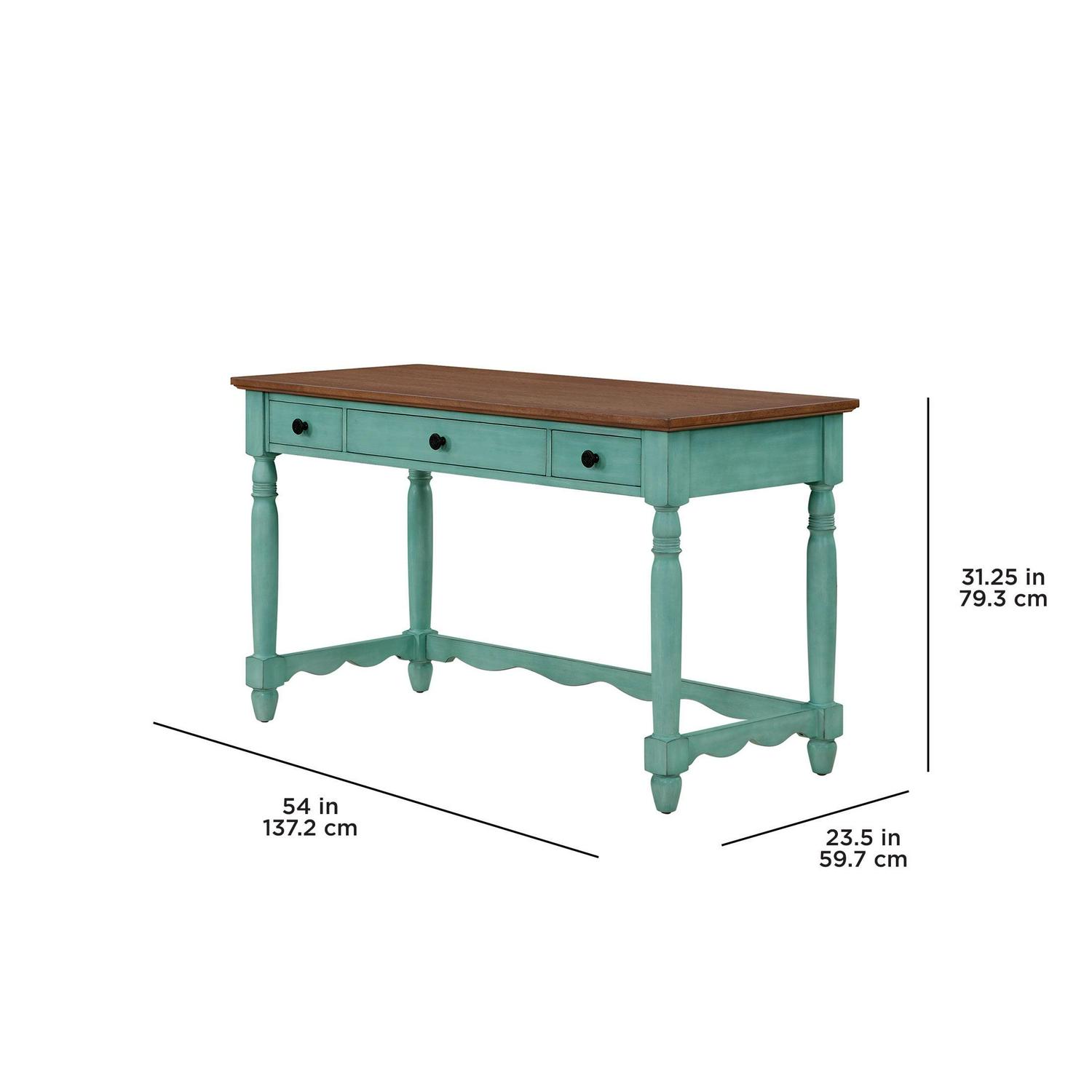 The Pioneer Woman Writing Desk Made With Solid Wood Frame, Teal - Image 3
