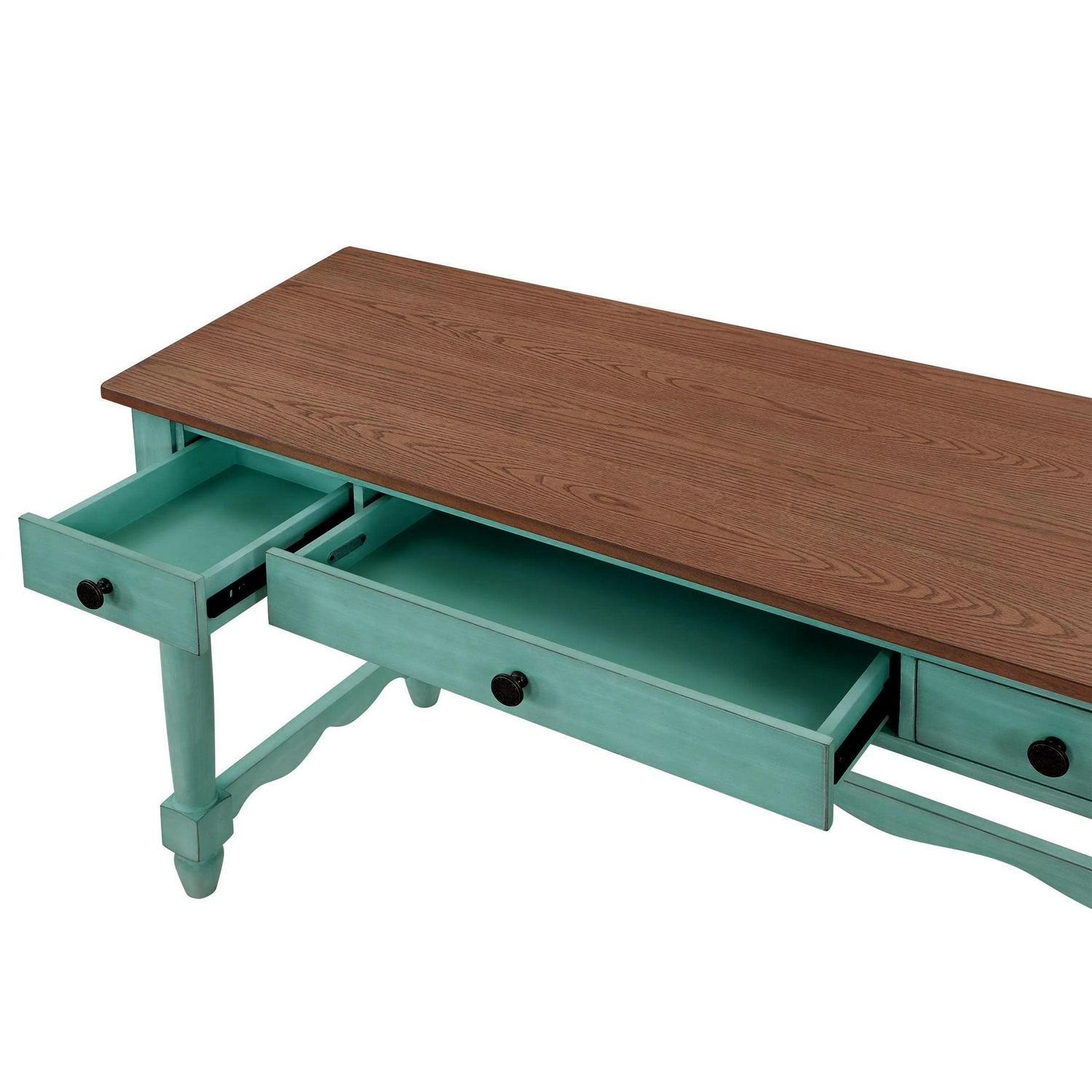 The Pioneer Woman Writing Desk Made With Solid Wood Frame, Teal - Image 5