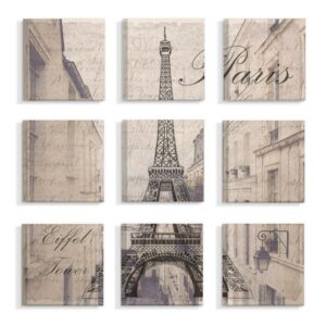 The Stupell Home Decor Collection Vintage Postcard Eiffel Tower Wall Art Set