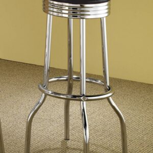 Theodore Upholstered Top Bar Stools Black and Chrome (Set of 2)
