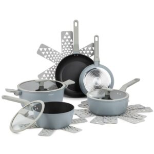 Thyme & Table 12 Piece Non-Stick Eden Cookware Set - Cool Grey