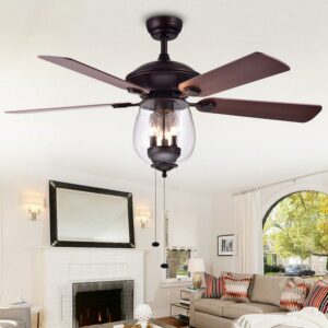 Tibwald 52-inch 5-Blade Ceiling Fan Glass Bowl Lighting