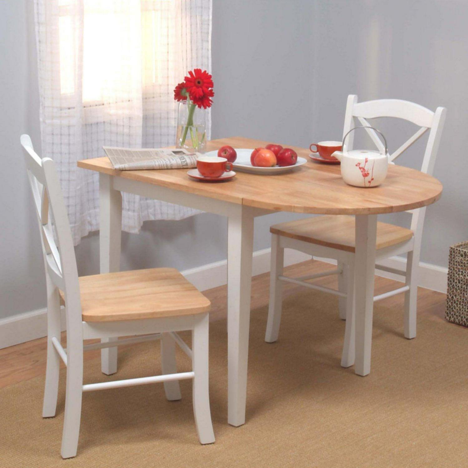 Simple Living Country Cottage Drop Leaf 3-piece Dining Set White/Natural White Finish, Natural Finish