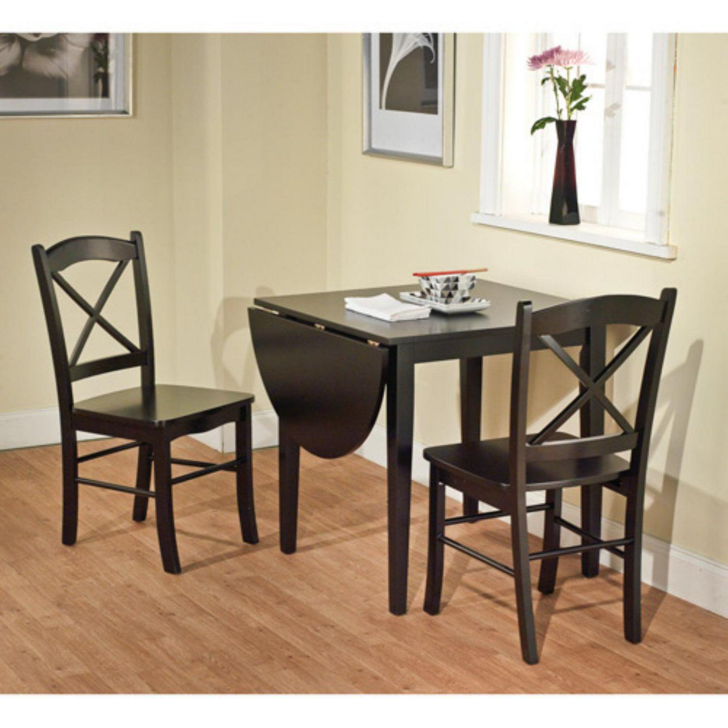 Simple Living Country Cottage Drop Leaf 3-piece Dining Set White/Natural White Finish, Natural Finish - Image 3