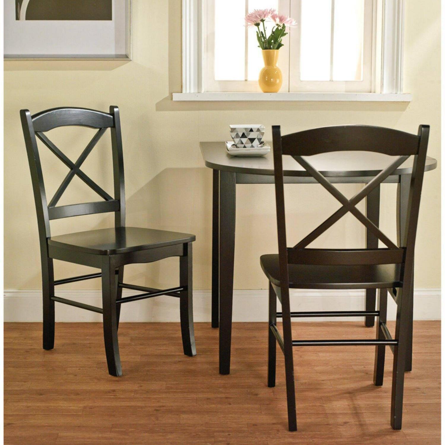 Simple Living Country Cottage Dining Chairs (Set of 2) Black Black Finish Farmhouse - Image 2