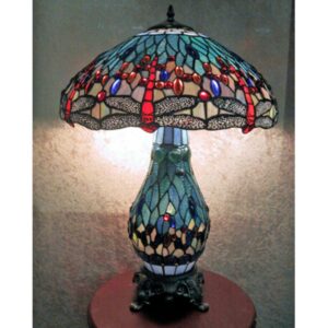 Tiffany-style Dragonfly Lamp with Lighted Base