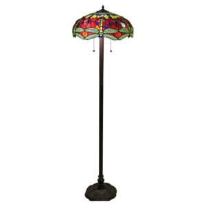 Tiffany-style Scarlet Dragonfly 18-inch Floor Lamp