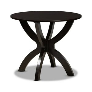Tilde Modern and Contemporary Dark Brown Finished 35-Inch-Wide Round Wood Dining Table