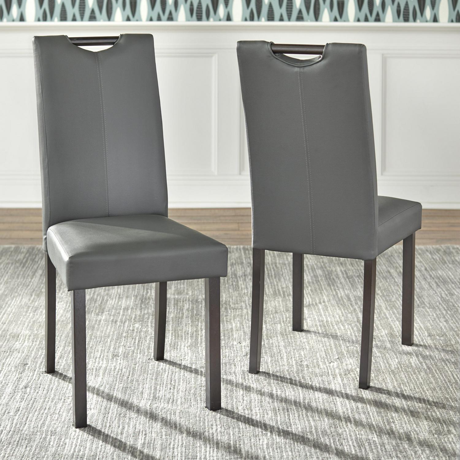 TMS Tilo Indoor Dining Chair, Set of 2, Gray Faux Leather - Image 2