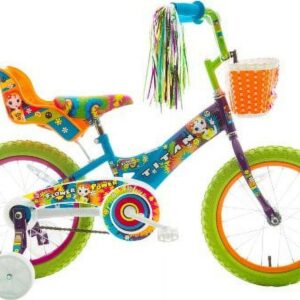 Titan Girl's Flower Power Princess 16 In. BMX Bike with Training Wheels, Doll Seat, Basket and Streamers