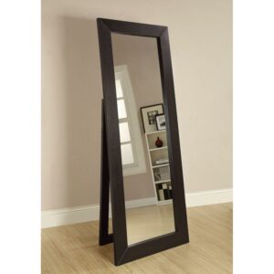 Sophisticated Floor Mirror With Wooden Frame Brown - Saltoro Sherpi