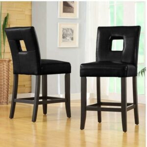 Weston Home Landen Faux Leather Keyhole Counter Height Stool, Set of 2, Brown