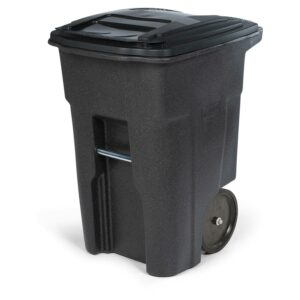 Toter 48 Gallon Plastic Garbage Can Brownstone with Quiet Wheels and Lid, Garage